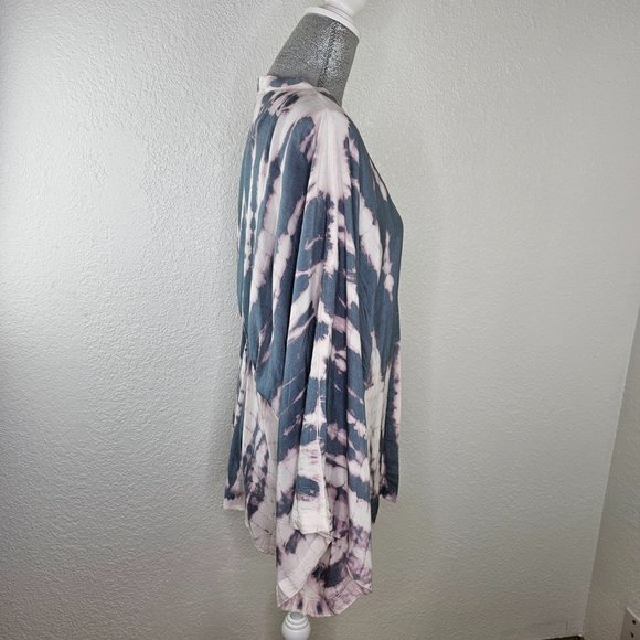 Sim & Sam Gray White Tie Dye Oversized Cardigan Kimono Top - Picture 4 of 7